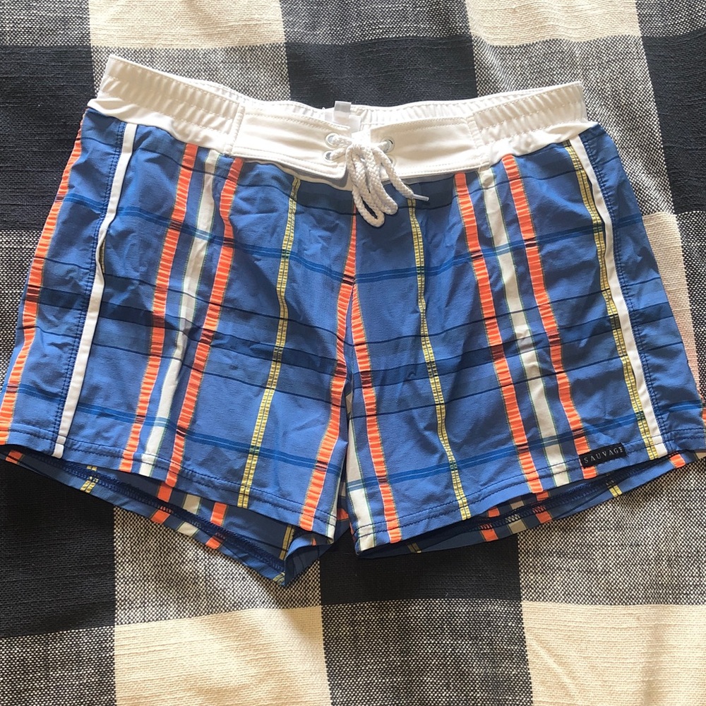 Sauvage Como Italian Plaid Swim Trunk - Large